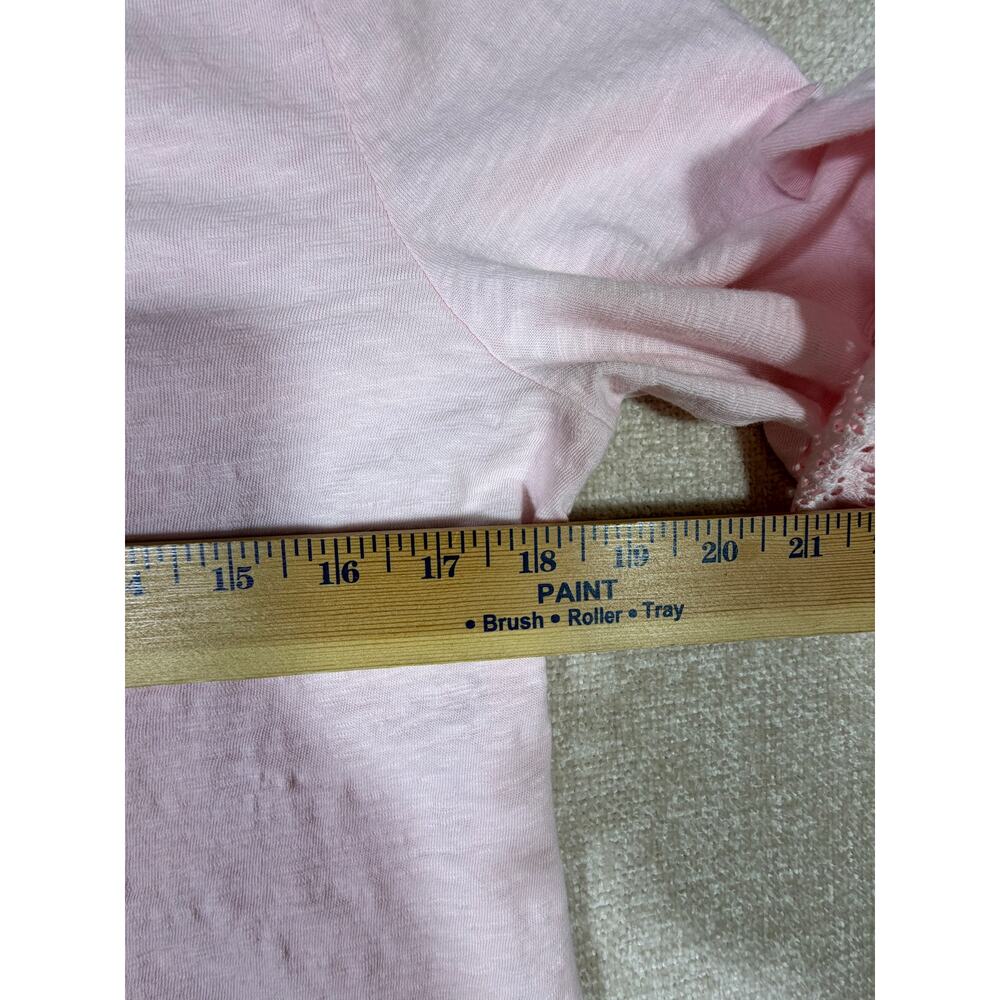 Talbots Women Medium Pink 3/4 Sleeve Lace Trim Sleeve Cottagecore Casual Top - Picture 3 of 5